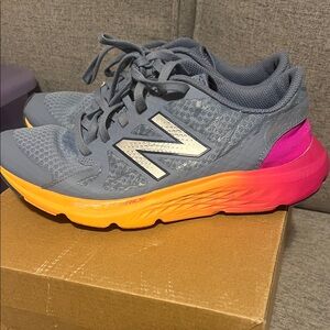 New Balance Gray with Pink and Orange Accents Sneakers